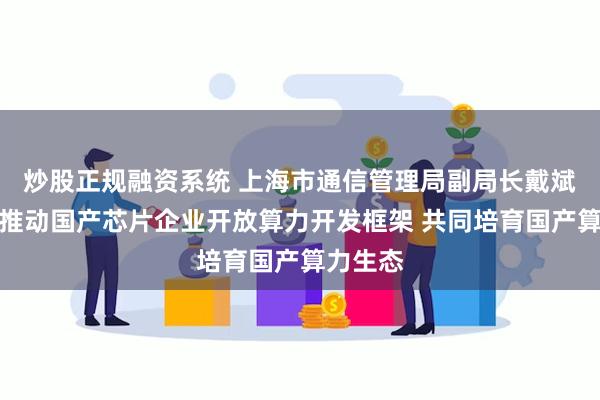 炒股正规融资系统 上海市通信管理局副局长戴斌：建议推动国产芯片企业开放算力开发框架 共同培育国产算力生态